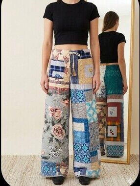 Upcycled Quilt Patch Barrel Pants L Handmade Dont Throw It Out